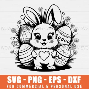 SVG DESIGN THUMBNAIL - Cute Easter Bunny svg Heart easter eggs svg Easter Day