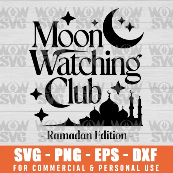 SVG DESIGN THUMBNAIL - MOON WATCHING CLUB RAMADAN EDITION, MUSLIM FAMILY WATCHING MOON