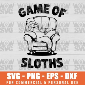 SVG DESIGN THUMBNAIL - GAME OF SLOTHS, GAME OF THRONE, CUTE SLOTH