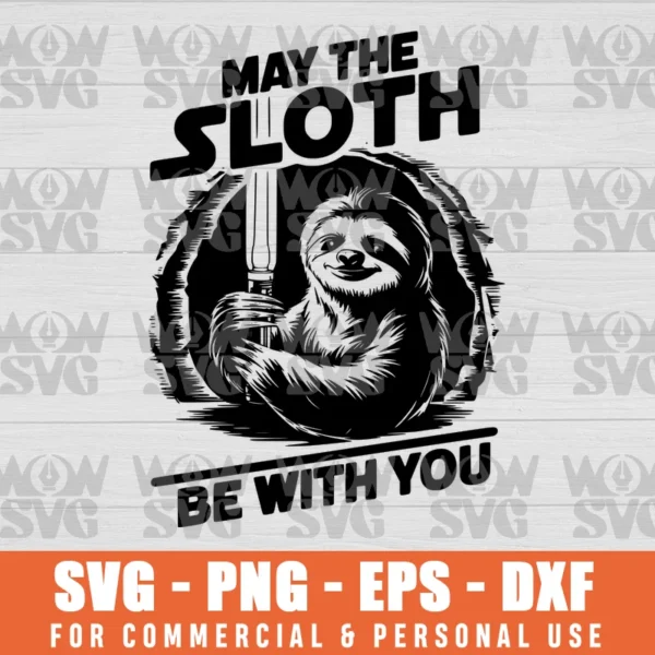 SVG DESIGN THUMBNAIL - MAY THE FOURTH BE WITH YOU, MAY THE SLOTH BE WITH YOU
