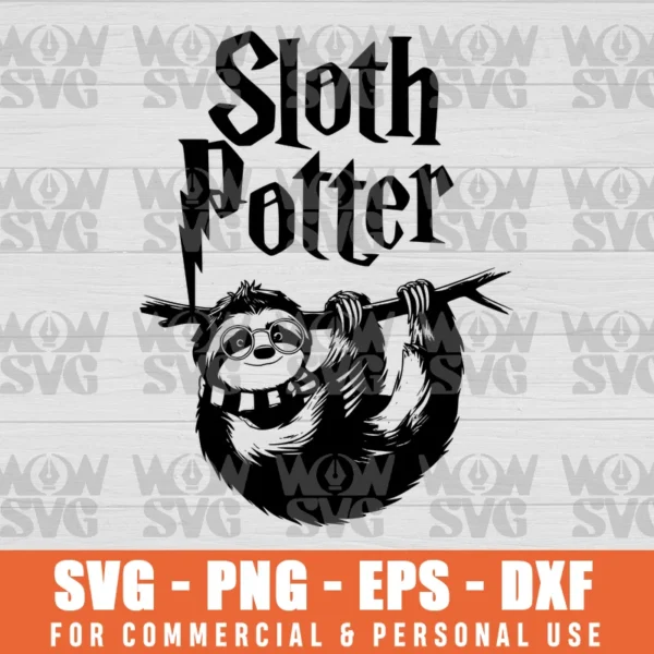 SVG DESIGN THUMBNAIL - SLOTH POTTER, CUTE SLOTH HARRY POTTER