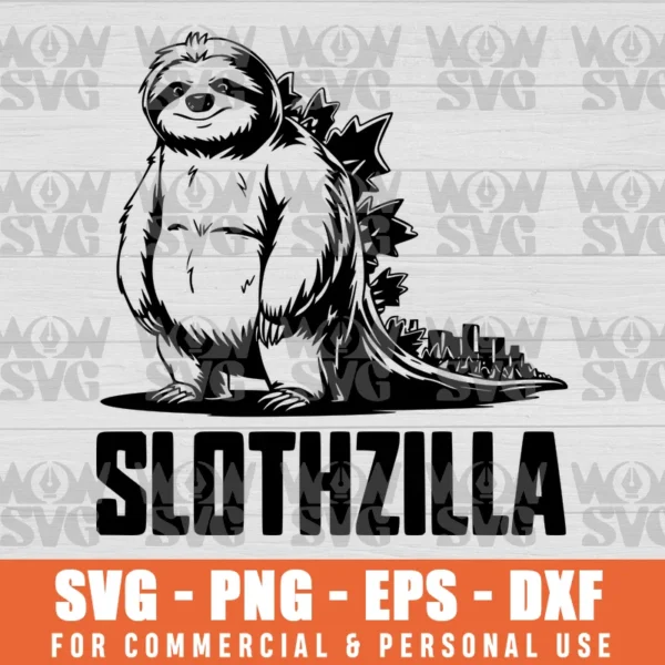 SVG DESIGN THUMBNAIL - SLOTHZILLA, GODZILLA, SLOTH FUNNY