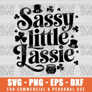 SVG DESIGN THUMBNAIL - SASSY LITTLE LASSIE ST. PATRICK'S DAY, SHAMROCK
