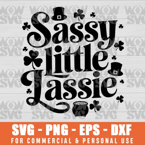 SVG DESIGN THUMBNAIL - SASSY LITTLE LASSIE ST. PATRICK'S DAY, SHAMROCK