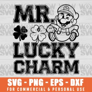 SVG DESIGN THUMBNAIL - MR. LUCKY CHARM SUPER MARIO FUNNY LUCKY MARIO, ST PATTYS DAY