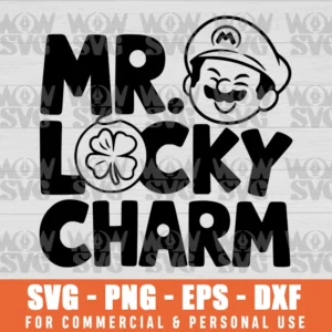 SVG DESIGN THUMBNAIL - MR. LUCKY CHARM SUPER MARIO FUNNY LUCKY MARIO, ST. PATRICK'S DAY