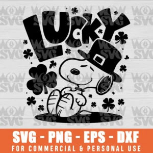 SVG DESIGN THUMBNAIL - SNOOPY LUCKY PEANUTS, ST. PATRICK'S DAY,PEANUTS ST PATRICKS SNOOPY