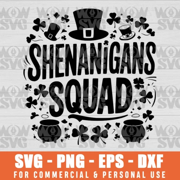 SVG DESIGN THUMBNAIL - ST. PATRICK'S DAY, SHENANIGANS SQUAD