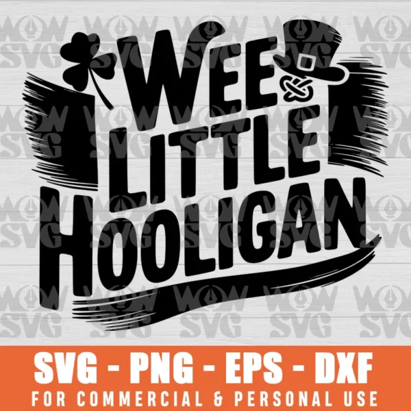 SVG DESIGN THUMBNAIL - WEE LITTLE HOOLIGAN, BOY ST PATRICKS, SHAMROCK, ST PATRICKS DAY