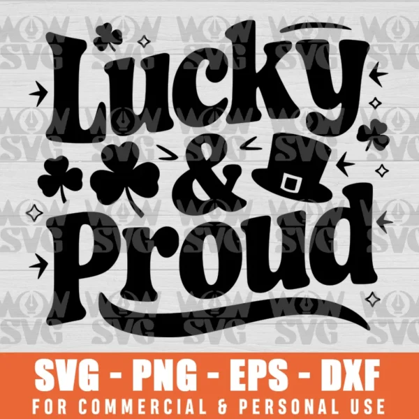 SVG DESIGN THUMBNAIL - LUCKY AND PROUD, ST PATRICKS DAY, ST PADDY'S