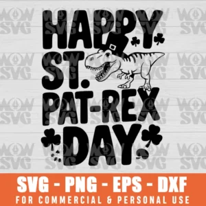 SVG DESIGN THUMBNAIL - HAPPY ST PAT REX DAY, ST PATRICKS DAY, ST PATRICKS DINOSAUR