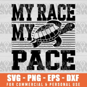 SVG DESIGN THUMBNAIL - My Race My Pace svg Turtle Running svg Health And Happiness