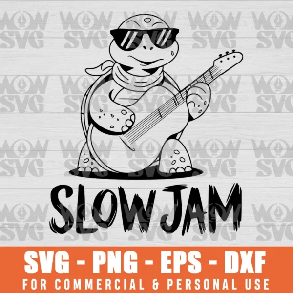 SVG DESIGN THUMBNAIL - Slow Jam svg Funny Turtle svg turtle guitar