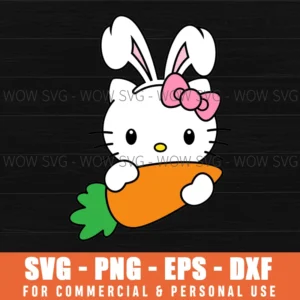 FREE HELLO KITTY EASTER BUNNY SVG PNG EPS DXF, CRICUT FILES, SVG FILES CLIP ART