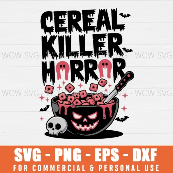 HALLOWEEN, CEREAL KILLER SVG PNG EPS DXF, CRICUT FILES, SVG FILES CLIP ART