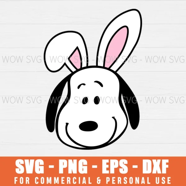 FREE SNOOPY EASTER BUNNY SVG PNG EPS DXF, CRICUT FILES, SVG FILES CLIP ART