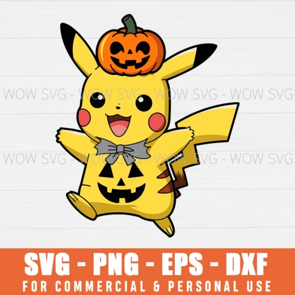 FUNNY HALLOWEEN POKEMON PIKACHU PUMPKIN SVG PNG EPS DXF, CRICUT FILES, SVG FILES CLIP ART