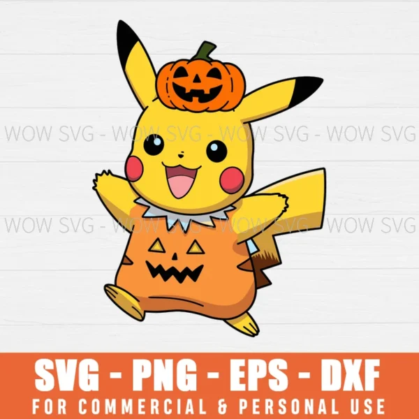 PIKACHU JACK O LANTERN, PIKACHU PUMPKIN HALLOWEEN SVG PNG EPS DXF, CRICUT FILES, SVG FILES CLIP ART