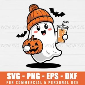 CUTE GHOST PUMPKIN COFFEE FALL SEASON, HALLOWEEN 2025 SVG PNG EPS DXF, CRICUT FILES, SVG FILES CLIP ART
