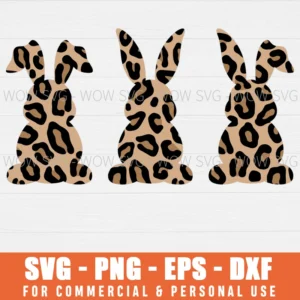 FREE LEOPARD PRINT EASTER BUNNY SVG PNG EPS DXF, CRICUT FILES, SVG FILES CLIP ART