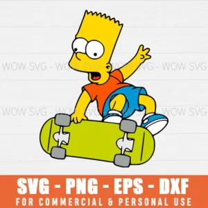 FREE BART SIMPSON SKATEBOARD SVG PNG EPS DXF, CRICUT FILES, SVG FILES CLIP ART