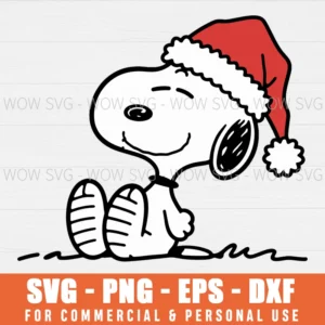 HOLIDAY SANTA HAT SNOOPY SVG PNG EPS DXF, CRICUT FILES, SVG FILES CLIP ART