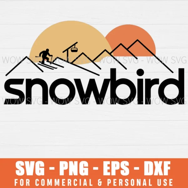 SNOWBIRD UTAH SVG USA SKI 1980S SVG PNG EPS DXF, CRICUT FILES, SVG FILES CLIP ART