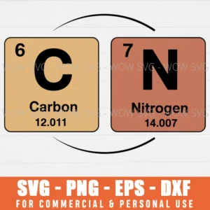 SIX SEVEN CARBON NITROGEN 67 PERIODIC TABLE SVG PNG EPS DXF, CRICUT FILES, SVG FILES CLIP ART