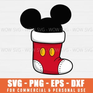 MICKEY SANTA SOCK CHRISTMAS SVG PNG EPS DXF, CRICUT FILES, SVG FILES CLIP ART