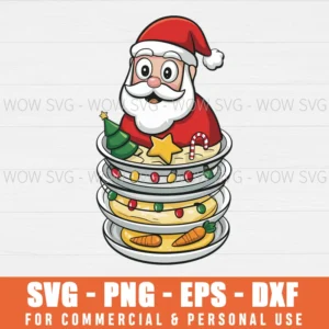 FUNNY WINTER SANTA STUCK IN DISHES CHRISTMAS SVG PNG EPS DXF, CRICUT FILES, SVG FILES CLIP ART