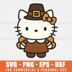 THANKSGIVING HELLO KITTY TURKEY SVG PNG EPS DXF, CRICUT FILES, SVG FILES CLIP ART
