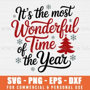 ITS THE MOST WONDERFUL TIME OF THE YEAR RED CHRISTMAS TREE SVG PNG EPS DXF, CRICUT FILES, SVG FILES CLIP ART