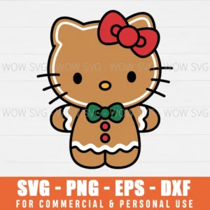 HELLO KITTY GINGERBREAD SVG, CHRISTMAS SVG, SANRIO CHRISTMAS SVG, KAWAII SVG PNG EPS DXF, CRICUT FILES, SVG FILES CLIP ART