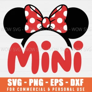 MINNIE MINI SVG CUTE MINNIE BOW MINI SVG PNG EPS DXF, CRICUT FILES, SVG FILES CLIP ART
