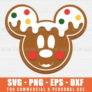 GINGERBREAD MICKEY HEAD SVG CHRISTMAS SVG PNG EPS DXF, CRICUT FILES, SVG FILES CLIP ART