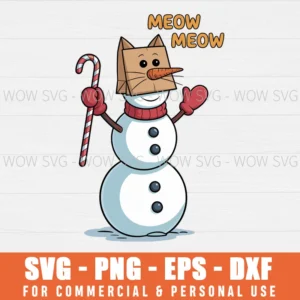 FUNNY CHRISTMAS SNOWMAN CAT MEOW SVG PNG EPS DXF, CRICUT FILES, SVG FILES CLIP ART
