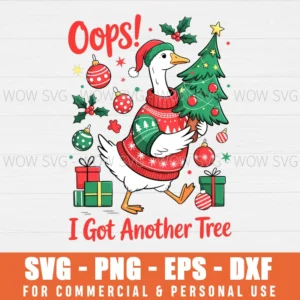 RETRO OOPS I GOT ANOTHER TREE FUNNY MERRY GOOSEMAS SVG PNG EPS DXF, CRICUT FILES, SVG FILES CLIP ART