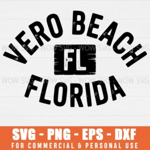SVG DESIGN THUMBNAIL - Vero Beach Florida Gym Style svg Distressed White Print
