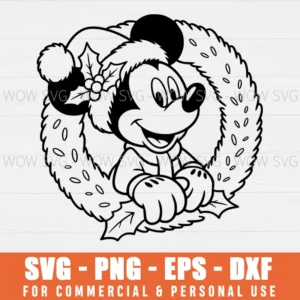 SVG DESIGN THUMBNAIL - Mickey Mouse With Santa Hat