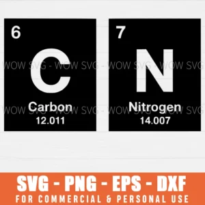 SVG DESIGN THUMBNAIL - Retro Funny 6 7 Carbon svg, Nitrogen Periodic Science Six Seven