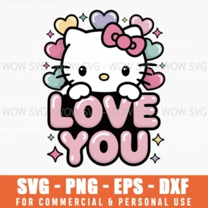 Hello Kitty Love You Valentines Day Svg Png