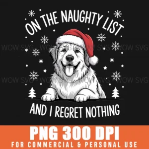 Funny Pyrenees Dog Christmas Png On Santa Naughty List Art