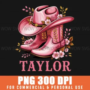Swiftie Girl Taylor Eras Pink Cowgirl Boots Png