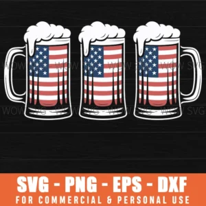 Beer American Flag 4Th Of July Merica Drinking Usa Svg Png