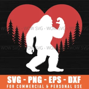 Funny Bigfoot In Love Heart Happy Valentine'S Day Svg Png