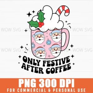 Trendy Retro Christmas Santa Coffee Mug Wrap 11Oz 15Oz Xmas Png