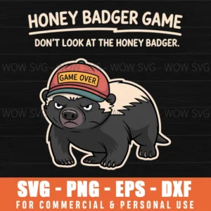 Honey Badger Game Over Video Gamer Funny Animal Svg Png
