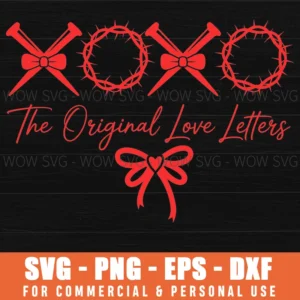 Xoxo Love Letters Valentine Heart Bow Romantic Svg Png