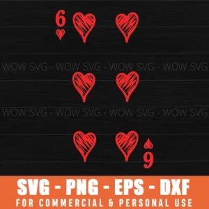 Valentines Playing Cards Hearts 6 7 Couples Him Her Svg Png