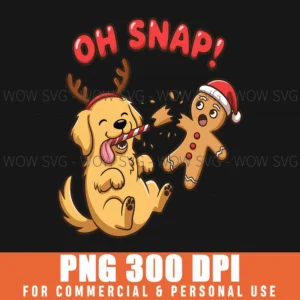 OH SNAP GINGERBREAD MAN BROKEN LEG FUNNY DOG CHRISTMAS PNG